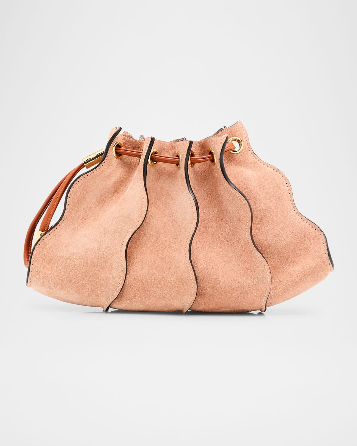 Adria Small Pleated Wave Suede Crossbody Bag | Neiman Marcus