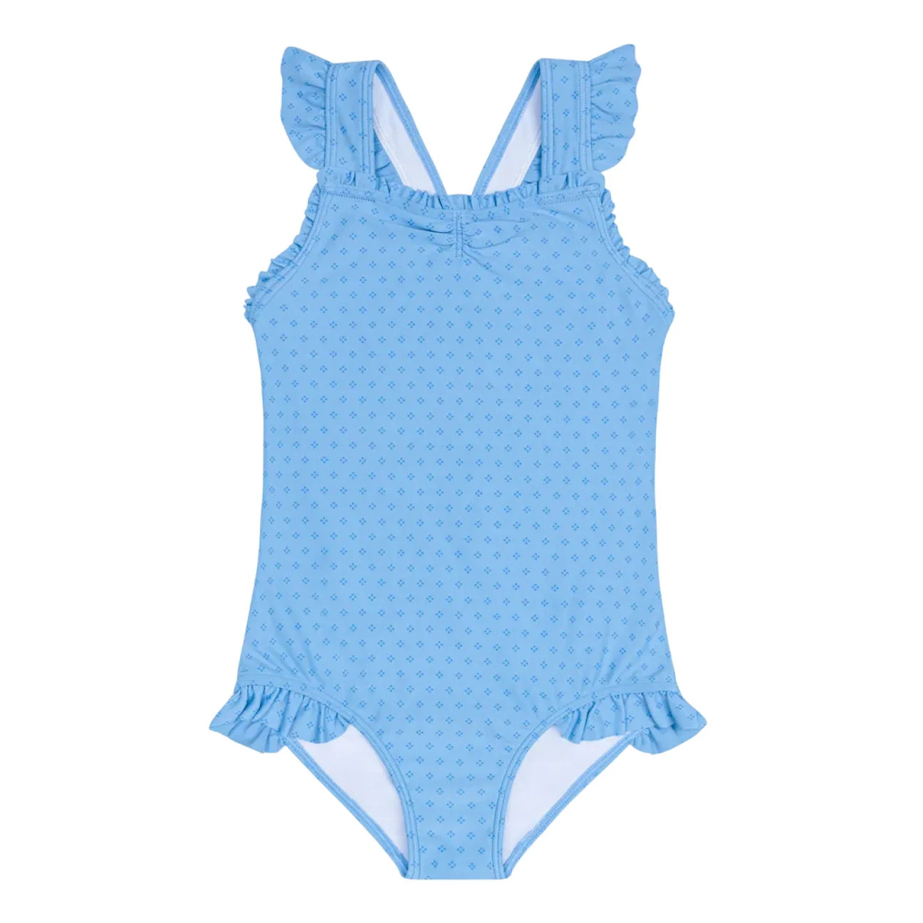 girls le marin dot ruffle edge one piece | Minnow