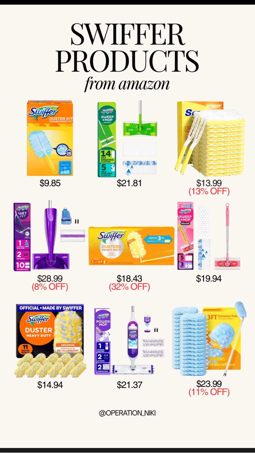 Swiffer products are a staple in my cleaning routine for keeping floors and surfaces fresh with minimal effort. Easy to use, efficient, and perfect for maintaining a clean home between deep cleans. Follow for more @OPERATION_NIKI on IG, TikTok, & Facebook #swiffer #cleaningessentials #homecleaning #cleaningroutine #amazonfinds #amazonhome #homeorganization #floorcleaning #operationniki #LTKFindsUnder50

#LTKHome