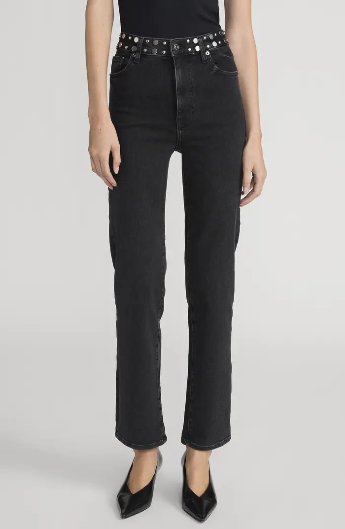Le Sleek Studded Ankle Straight Leg Jeans | Nordstrom