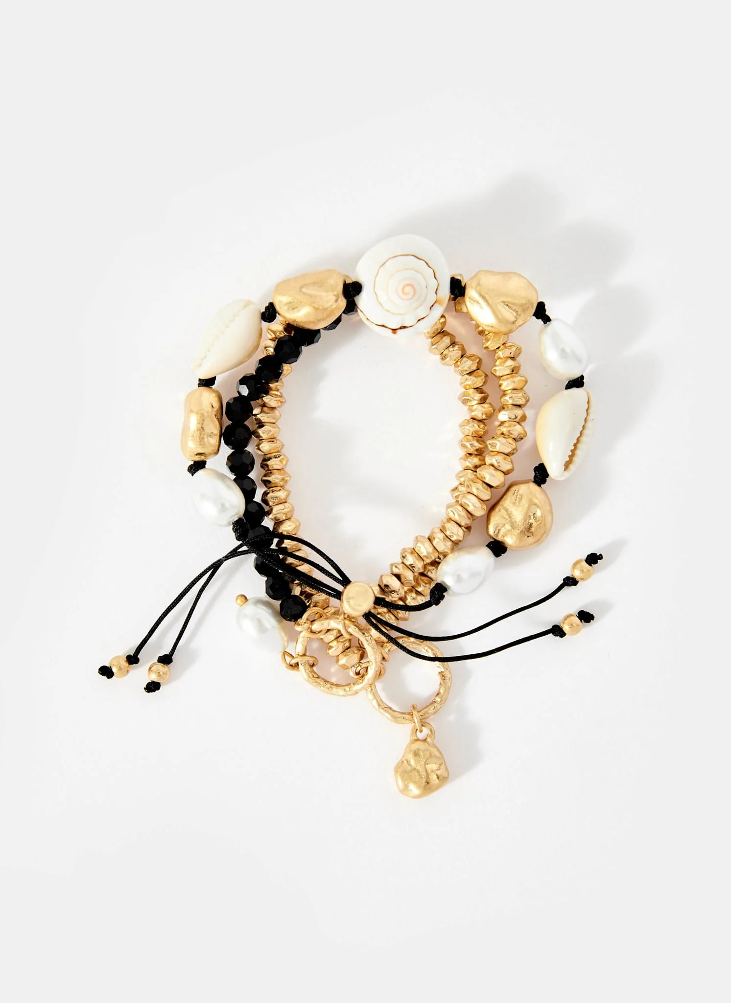 Gold Tone Shell Friendship Bracelet Set | Mint Velvet