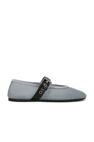 Miu Miu Ballerine Rete Flat in Grey | FWRD 