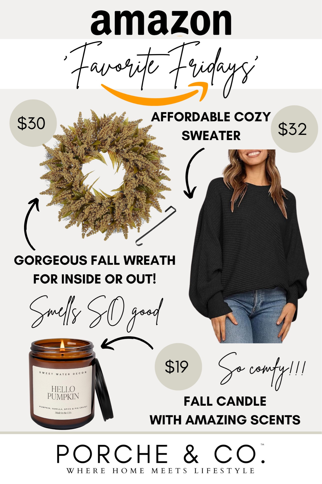 Amazon Favorite Friday with Fall cozy sweater, front door wreaths and a Fall candle 🍂 #amazon #amazonstyle #wreath #candle #sweater

#LTKsalealert #LTKhome #LTKSeasonal