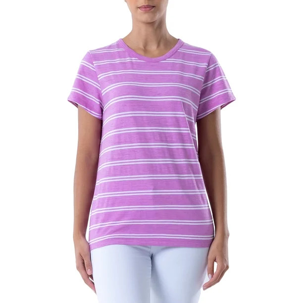 Time and Tru Women's Short Sleeve Slub Crew T-Shirt | Walmart (US)