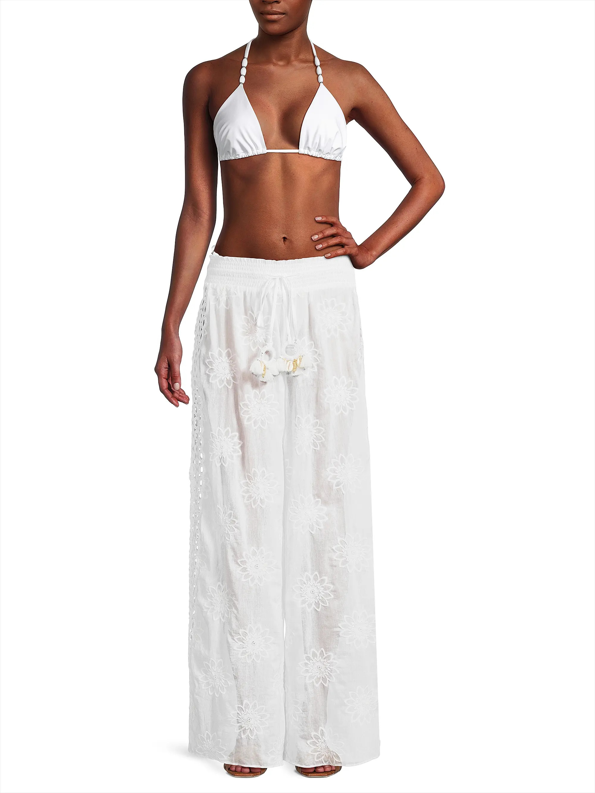 Milan Floral Cotton Drawstring Wide-Leg Pants | Saks Fifth Avenue