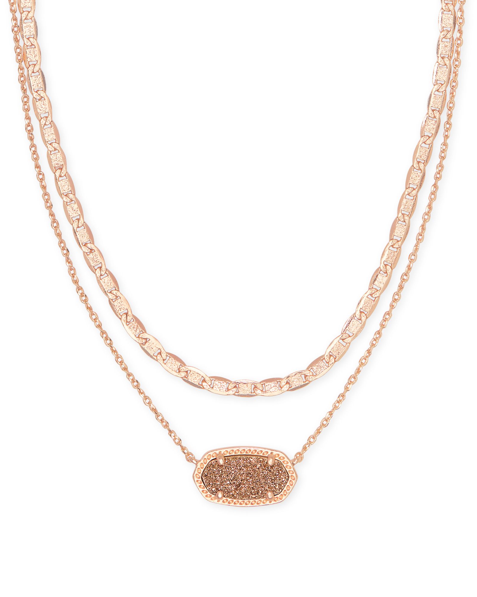 Elisa Rose Gold Multi Strand Necklace in Rose Gold Drusy | Kendra Scott