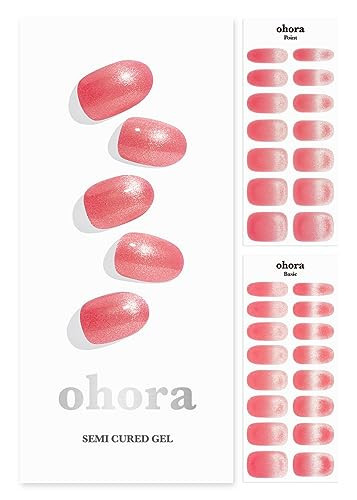 ohora Semi Cured Gel Nail Strips (N Vivid Rosy) - Extended Size Range, Works with Any Nail Lamps, Salon-Quality, Long Lasting, Easy to Apply&Remove - Includes 2Prep Pads, Nail File&Wooden Stick | Amazon (US)