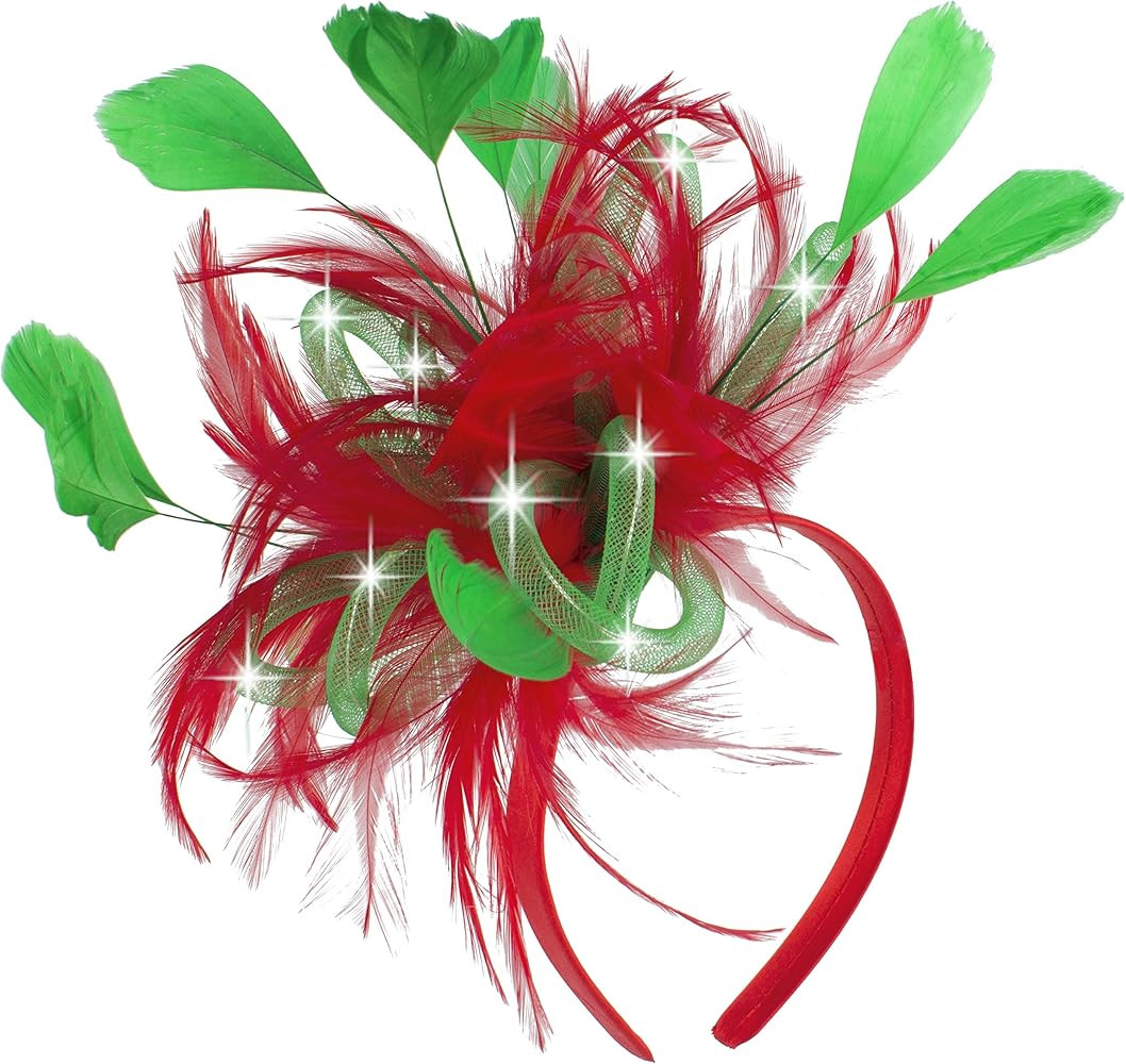 Myjoyday LED Christmas Fascinator for Women Light Up Festive Accessories Headwear for Girls (Red ... | Amazon (US)
