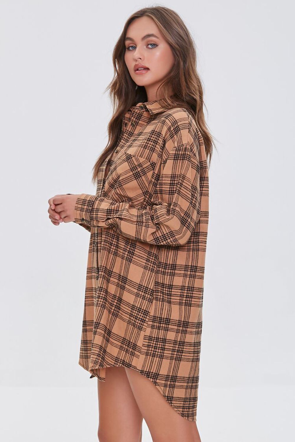 Plaid Dolphin-Hem Shirt Dress | Forever 21 | Forever 21 (US)