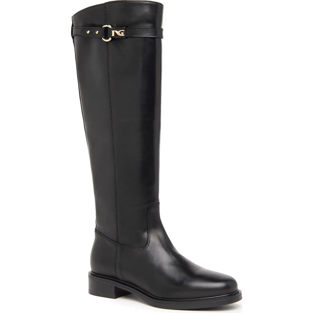 NeroGiardini Buckle Strap Riding Boot in Black at Nordstrom, Size 11Us | Nordstrom