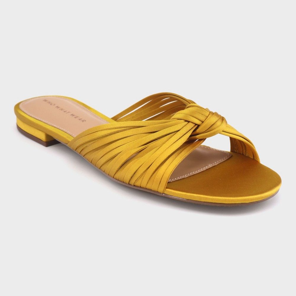 Women's Grace Satin Knotted Slide Sandals - Who What Wear Yellow 8 | Target