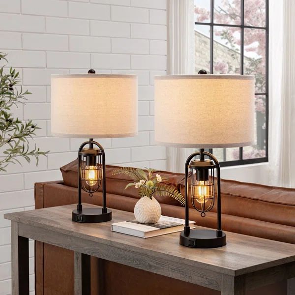 21.5” Table Lamp Set With Night Light And USB Ports | Wayfair North America