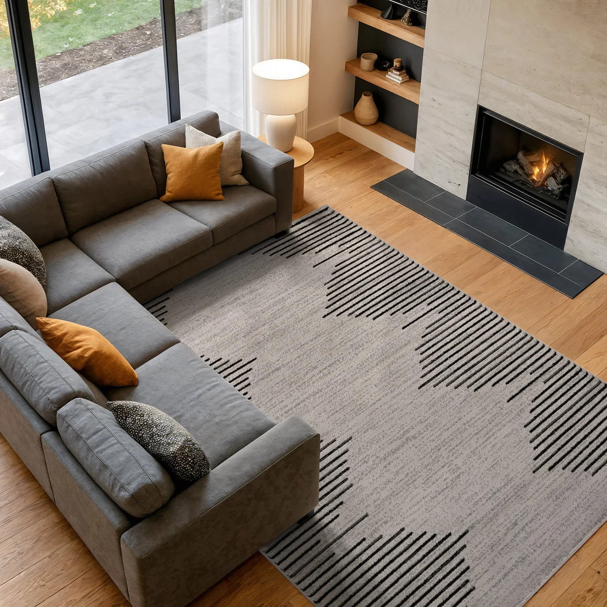 Damarcus Geometric Cream/Black/Gray Area Rug | Wayfair North America