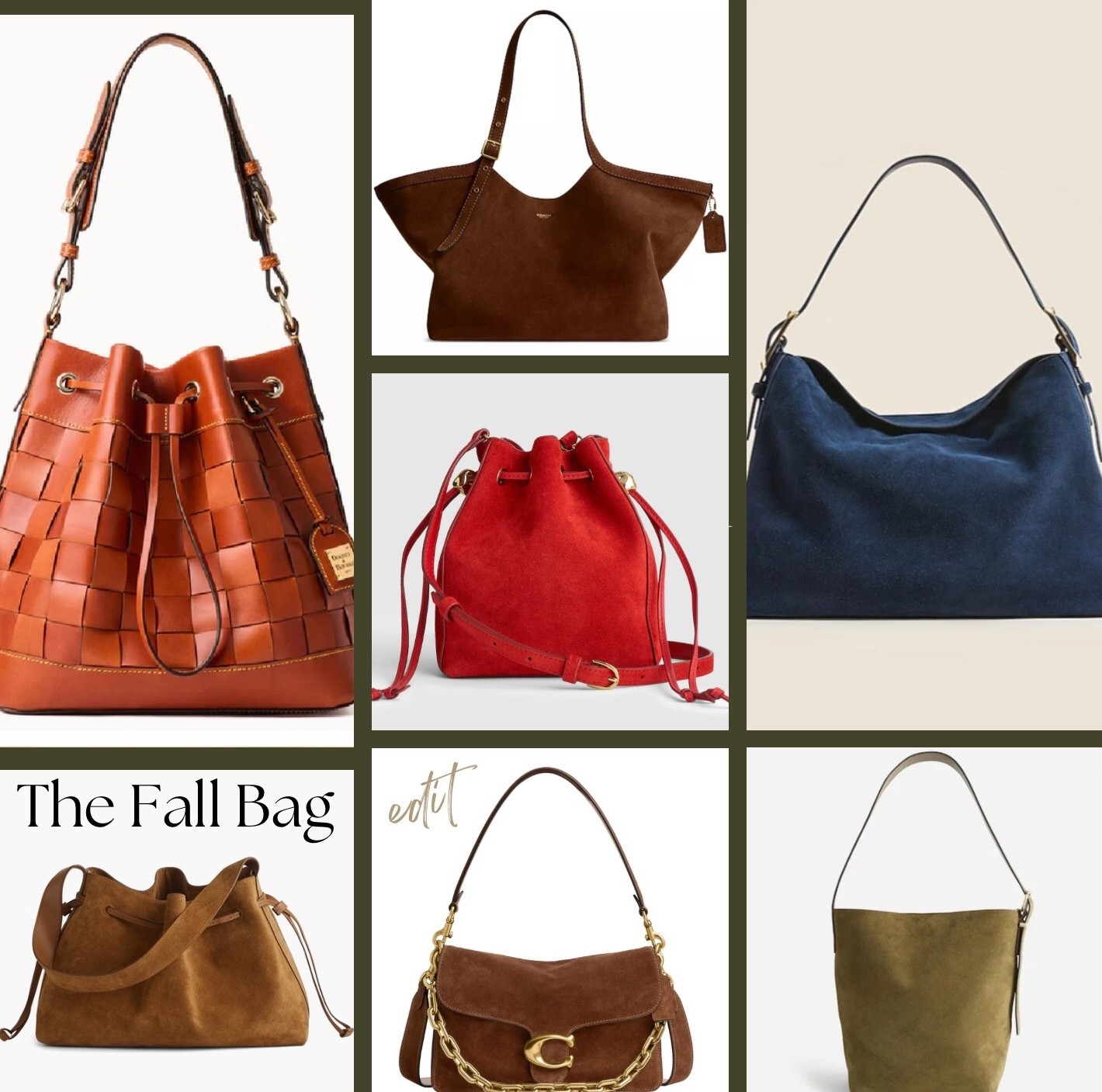 The Fall Bag edit: 2025

#LTKltbag #fallbags #suede #weave #falledit #falltrends #coach #madewell #jcrew #falllooks


#LTKSaleAlert #LTKTall #LTKStyleTip