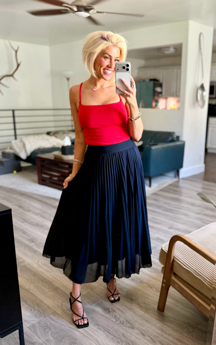 This flowy skirt is perfect for spring, summer, and fall! Top: Small // Skirt: Medium // Shoes: TTS 

 #LTKootd #LTKSeasonal #LTKSaleAlert