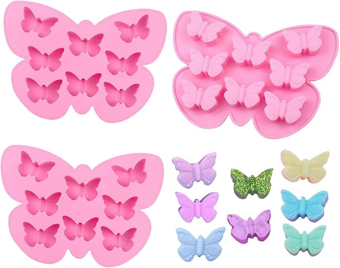 Silicone Butterfly Molds - 8 Cavity Candy & Ice Cube Trays, Wax Melt Molds for Soap, Pudding, Cho... | Amazon (US)