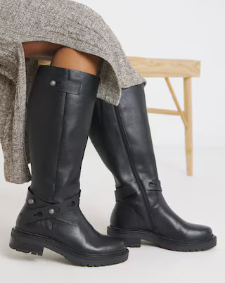 Veronica Knee High Wrap Detail Boots - Wide Fit (E) & Curvy Calf | Simply Be | Simply Be (UK)