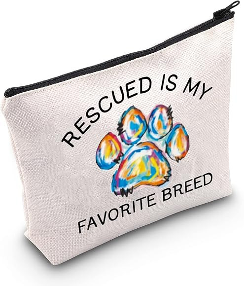 MNIGIU Rescue Dog Lover Gift Rescued Is My Favorite Breed Makeup Zipper Bag Animal Rescue Gift Re... | Amazon (US)