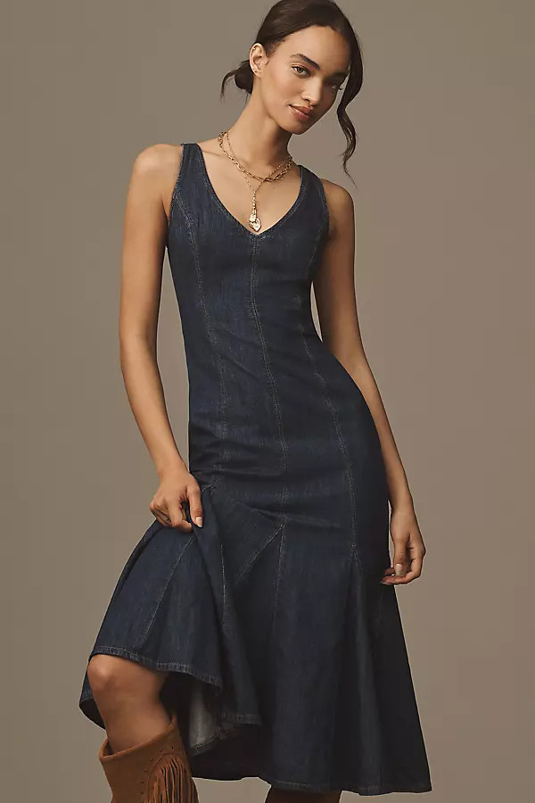 Reformation Serafina Mermaid Skirt Sleeveless Denim Dress | Anthropologie (US)