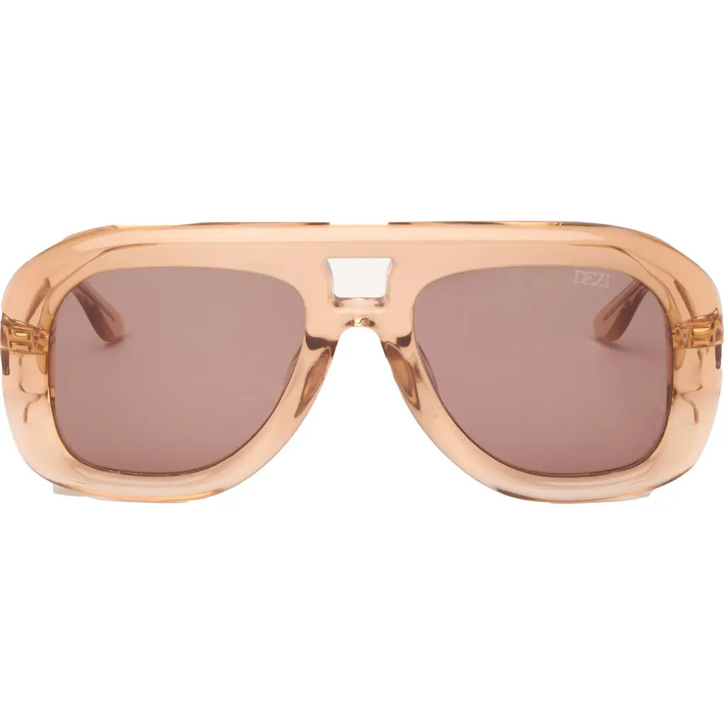 DEZI Pusha 55mm Shield Sunglasses in Golden Peach /Brown at Nordstrom | Nordstrom