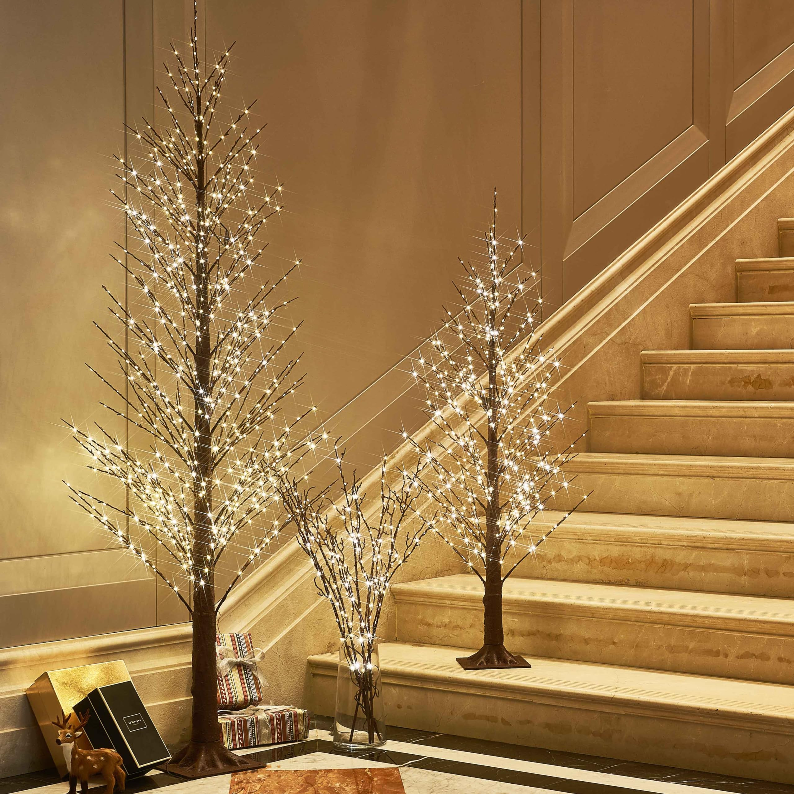 Hairui Lighted Brown Alpine Tree with 450L Warm White Fairy Lights 4FT, Brown Twig Tree with Ligh... | Amazon (US)