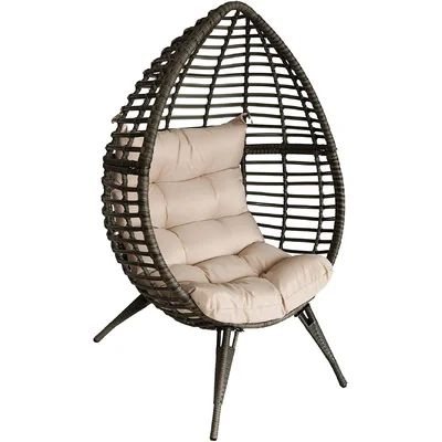 Sundale Outdoor Wicker Egg Chair For Bedroom, Indoor Egg Chair Basket Chair Teardrop Chair With Cush | Wayfair North America