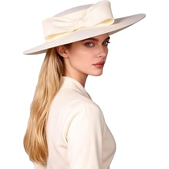 Wide Brim Hats for Women Big Bowknot Formal Occasion Kentucky Cap Lady Wedding Cocktail Party Fla... | Amazon (US)