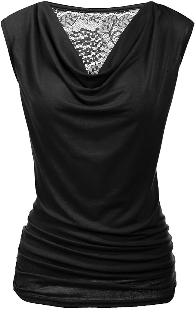 Zeagoo Womens Ruched Cowl Neck Tank Tops Sleeveless Stretch Blouse with Side Shirring | Amazon (US)