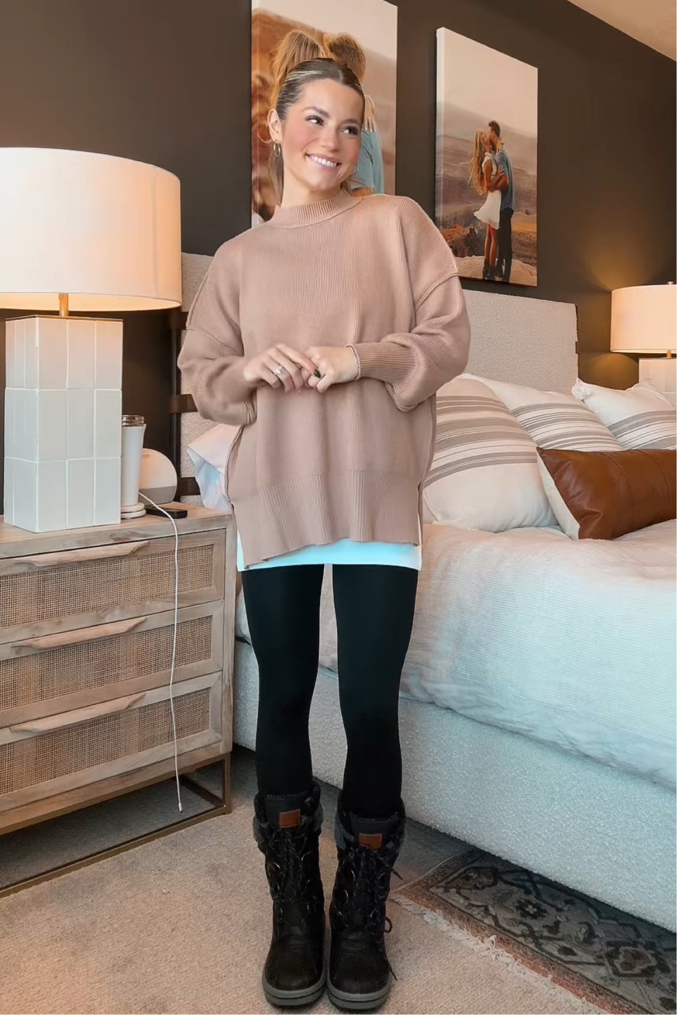 snow day outfit inspo 🖤 #amazonwinterfashion #snowdayoutfitinspo #affordablewomensclothing amazon winter fashion snow day outfit inspo snow boots fleece lined leggings layered white long tank must have classic sweater affordable women’s clothing 

#LTKshoecrush #LTKSeasonal #LTKstyletip