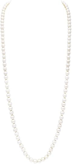 Rosemarie & Jubalee Women's 8mm Glass Faux Pearl Knotted Simulated Pearl Necklace | Amazon (US)