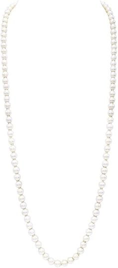 Rosemarie & Jubalee Women's 8mm Glass Faux Pearl Knotted Simulated Pearl Necklace | Amazon (US)