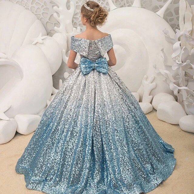 Kids Prom Dresses 2022 Girls Elegant Sequins Ball Gowns with Bow Teenagers Evening Party formal Dres | AliExpress (US)