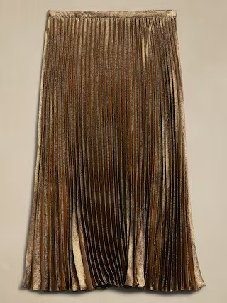 Gold Lamé Midi Skirt | Banana Republic Factory