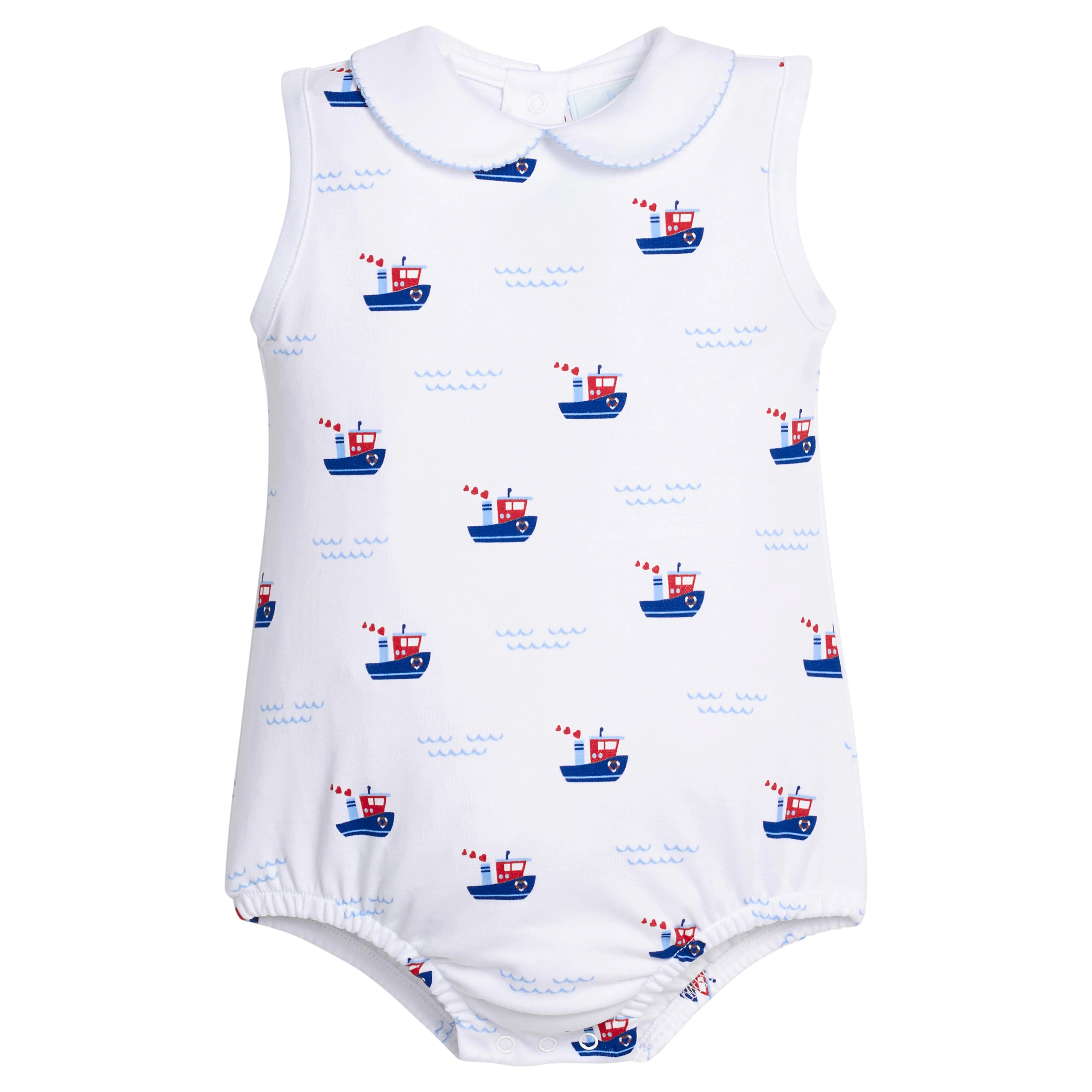 Sleeveless Printed Peter Pan Bubble - Tugboat Hearts | Little English