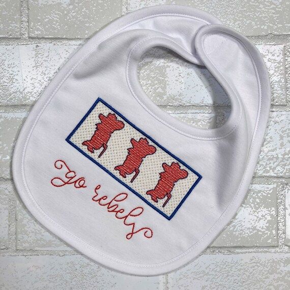 Ole Miss Bib / Go Rebels Bib / Colonel Reb Bib / Mississippi Baby Bib / Faux Smocked Bib / Colleg... | Etsy (US)