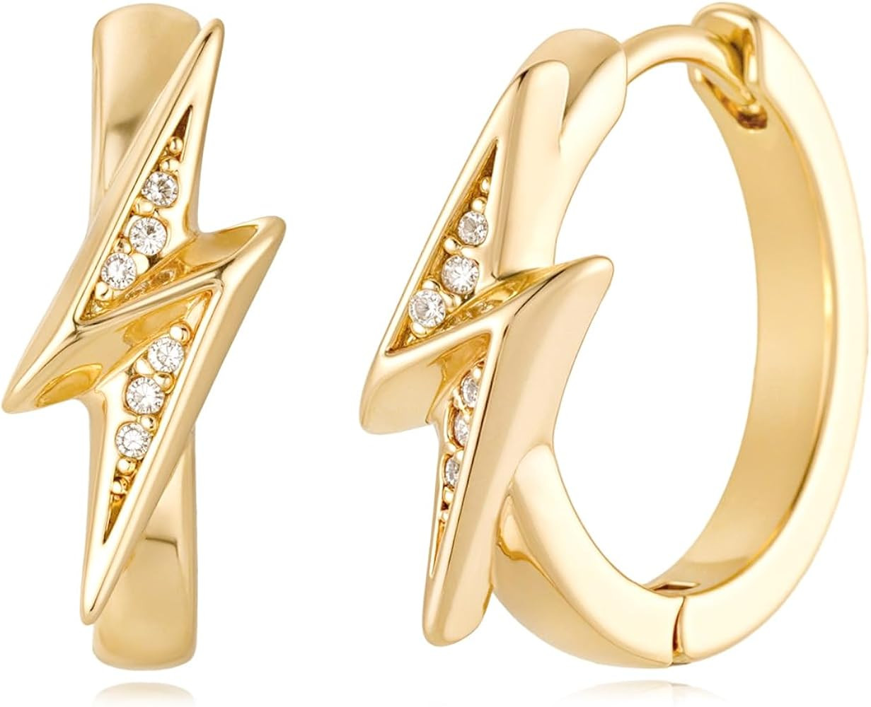 Women Earrings Gold Huggie Hoop 14K Gold Plated Small Simple Hypoallergenic Everyday Jewelry - Li... | Amazon (US)