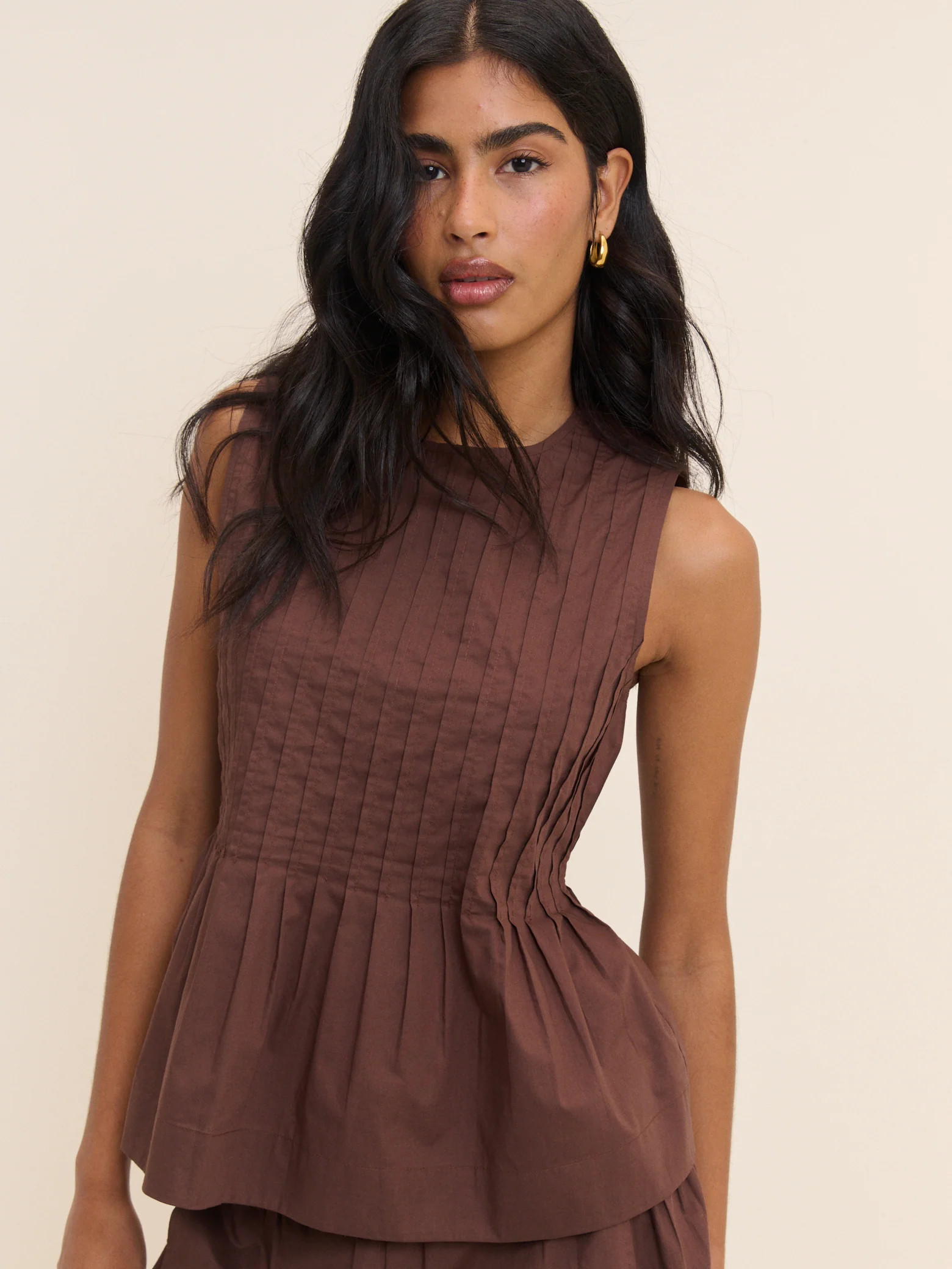 Brown Pintuck Valley Top | Nobody's Child