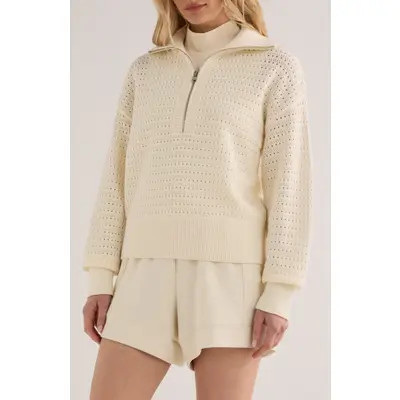 Varley Darla Half Zip Sweater in Silver Filigree at Nordstrom, Size X-Small | Nordstrom