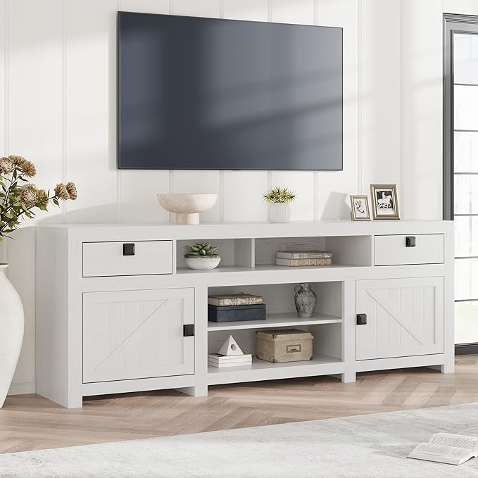 IDEALHOUSE Farmhouse TV Stand for Tv Up to 80 Inches, 70 in Long Entertainment Center with 4 Stor... | Amazon (US)