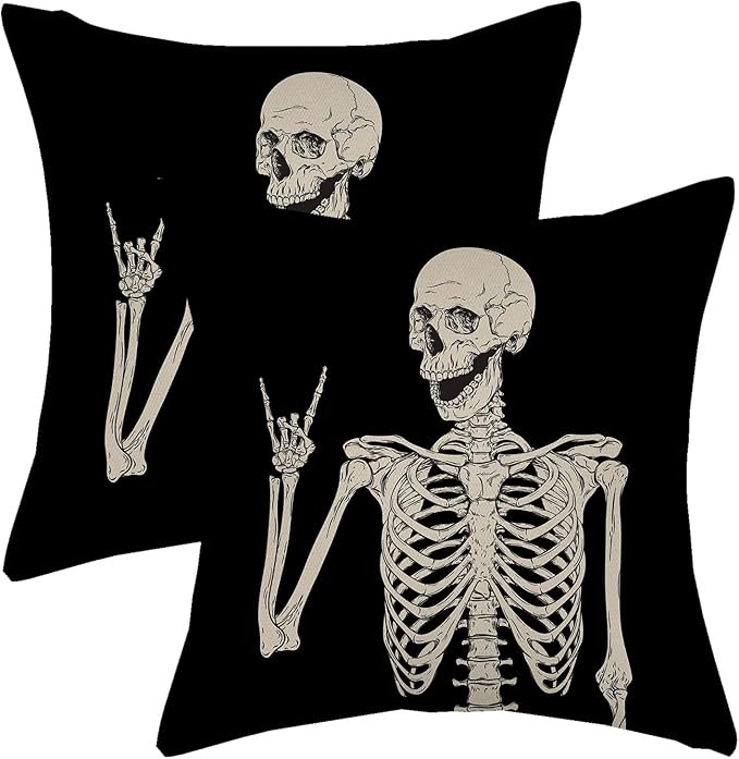 Halloween Pillow Covers 20x20 Skull Human Skeleton Decor Throw Pillows Case for Couch Halloween I... | Amazon (US)