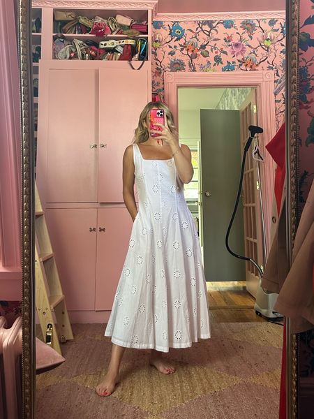 Walmart Fashion Try-on | Free Assembly Cotton Sleeveless Square Neck Eyelet Midi Dress in Bright White | Wearing size XS

#LTKSeasonal #LTKfindsunder50 #LTKstyletip