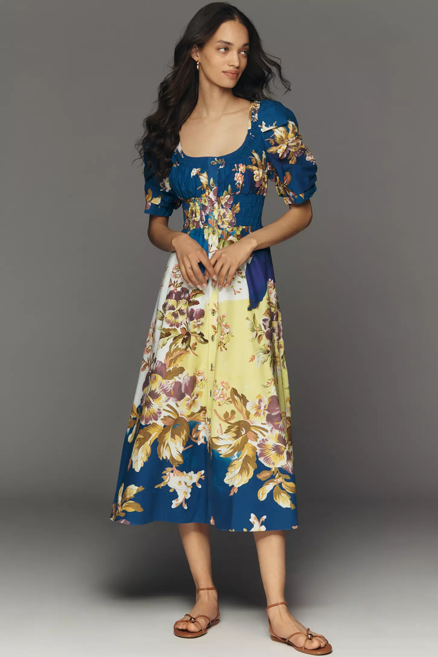 By Anthropologie Short-Sleeve High-Low Midi Dress | Anthropologie (US)