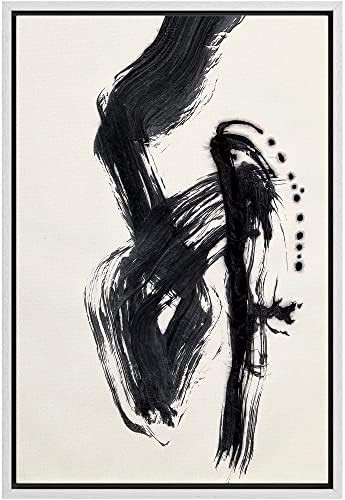 MUDECOR Framed Canvas Print Wall Art Duotone Black & White Ink Brush Strokes Abstract Shapes Illu... | Amazon (US)