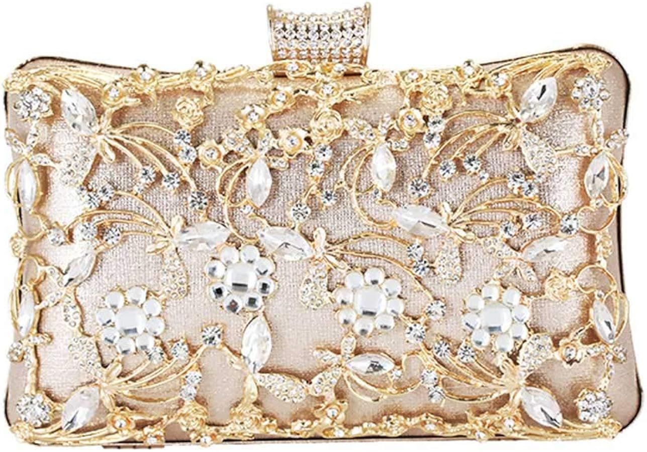 KALAIEN Crystal Clutch Rhinestone Evening Bag Women Purse for Prom Wedding Evening Handbag | Amazon (US)