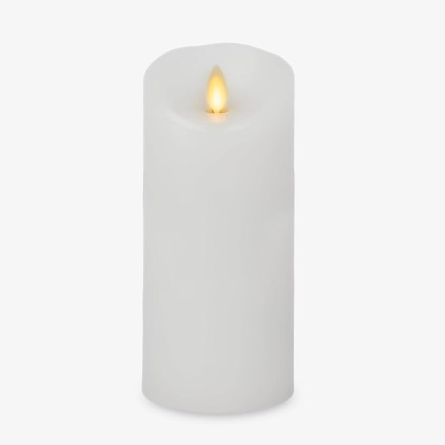 Luminara White Moving Flame Pillar Flameless LED Candle, Scalloped Edge, Real Wax, Unscented, Tim... | Amazon (US)