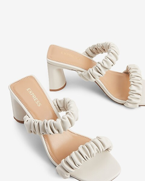 Ruched Double Band Heeled Sandals | Express