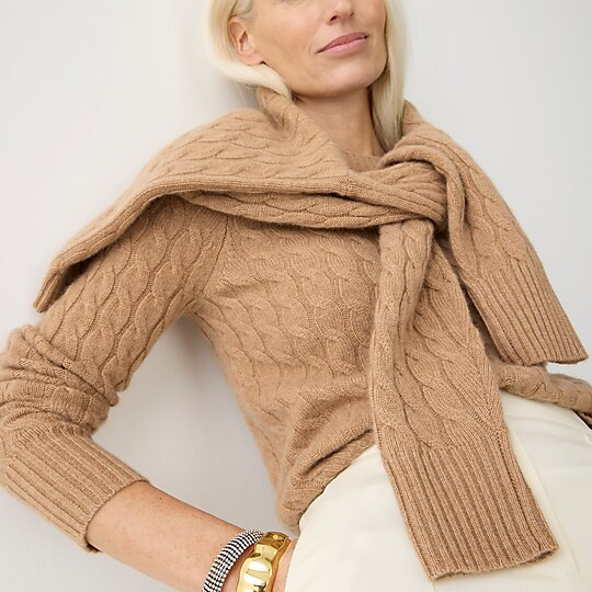Cashmere cable-knit crewneck sweater | J. Crew US