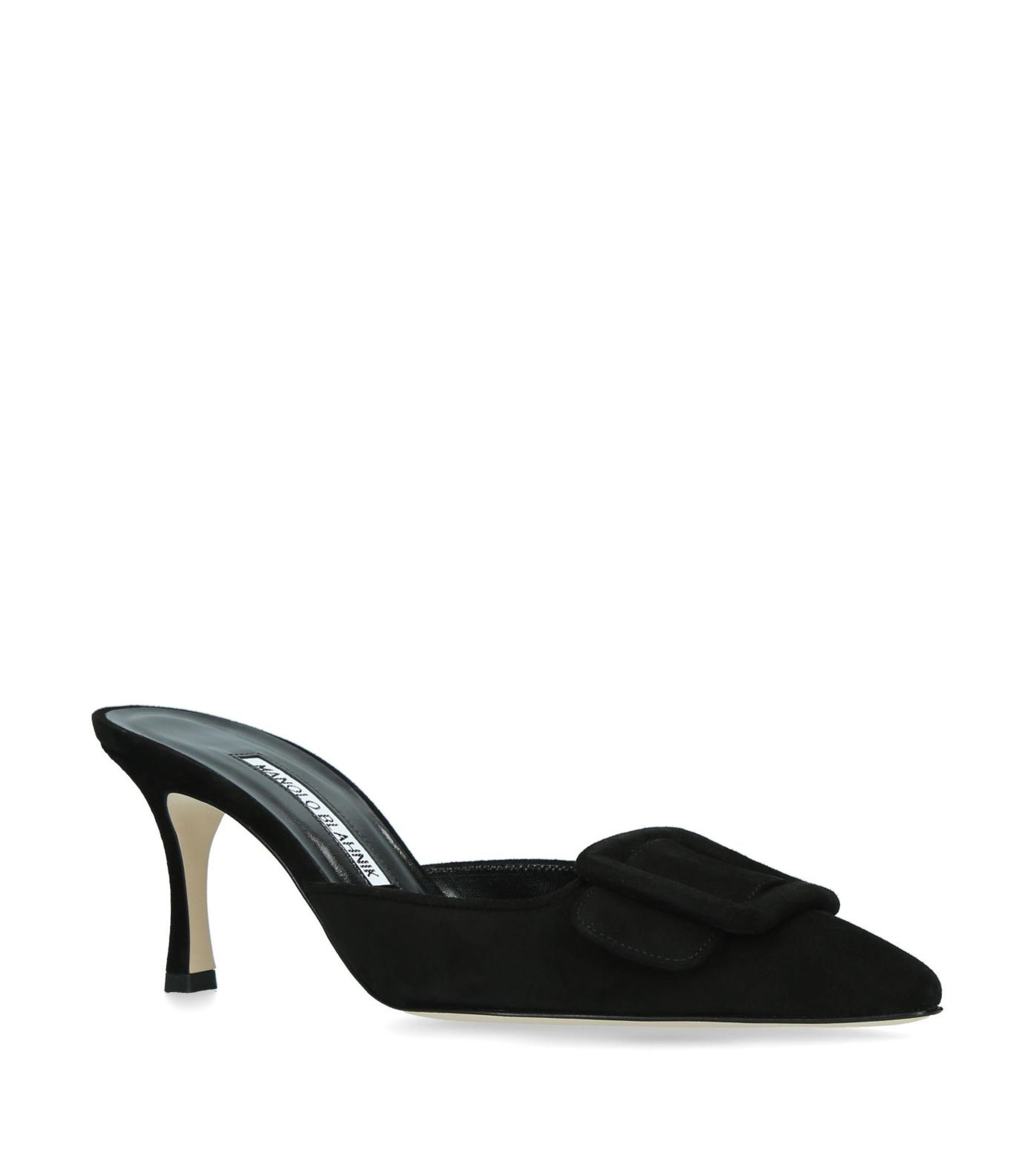 Manolo BlahnikSuede Maysale Mules 70£545ColourBlackSize35363737.53838.53939.5Size GuideQuantity1... | Harrods