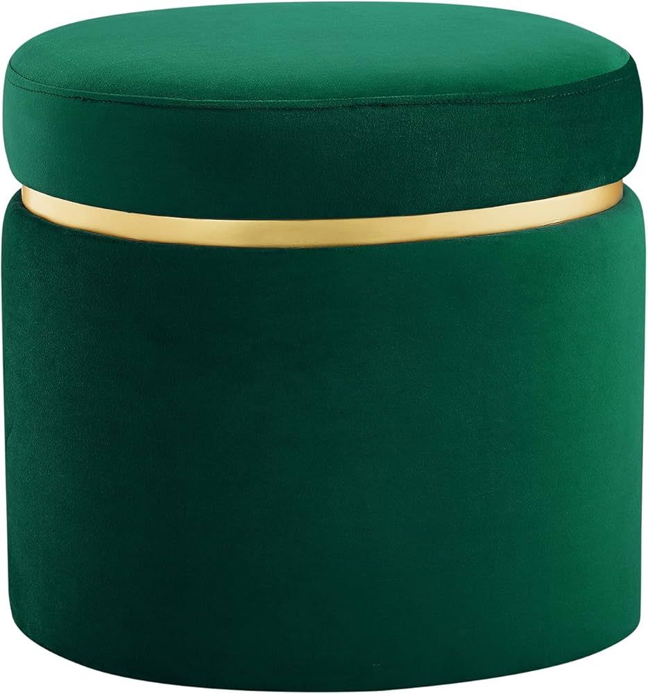 Amazon Brand – Rivet Asher Oval Upholstered Storage Ottoman, 18"W, Emerald Velvet | Amazon (US)