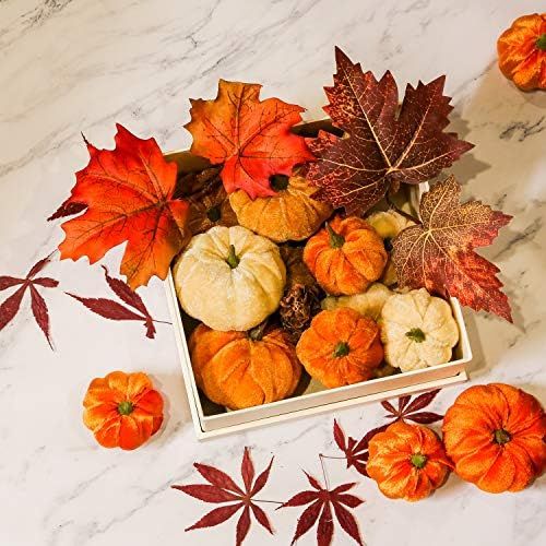 Romingo Artificial Pumpkins 12PCS Fake Artificial Velvet Small Pumpkins for Halloween, Fall and Than | Amazon (US)